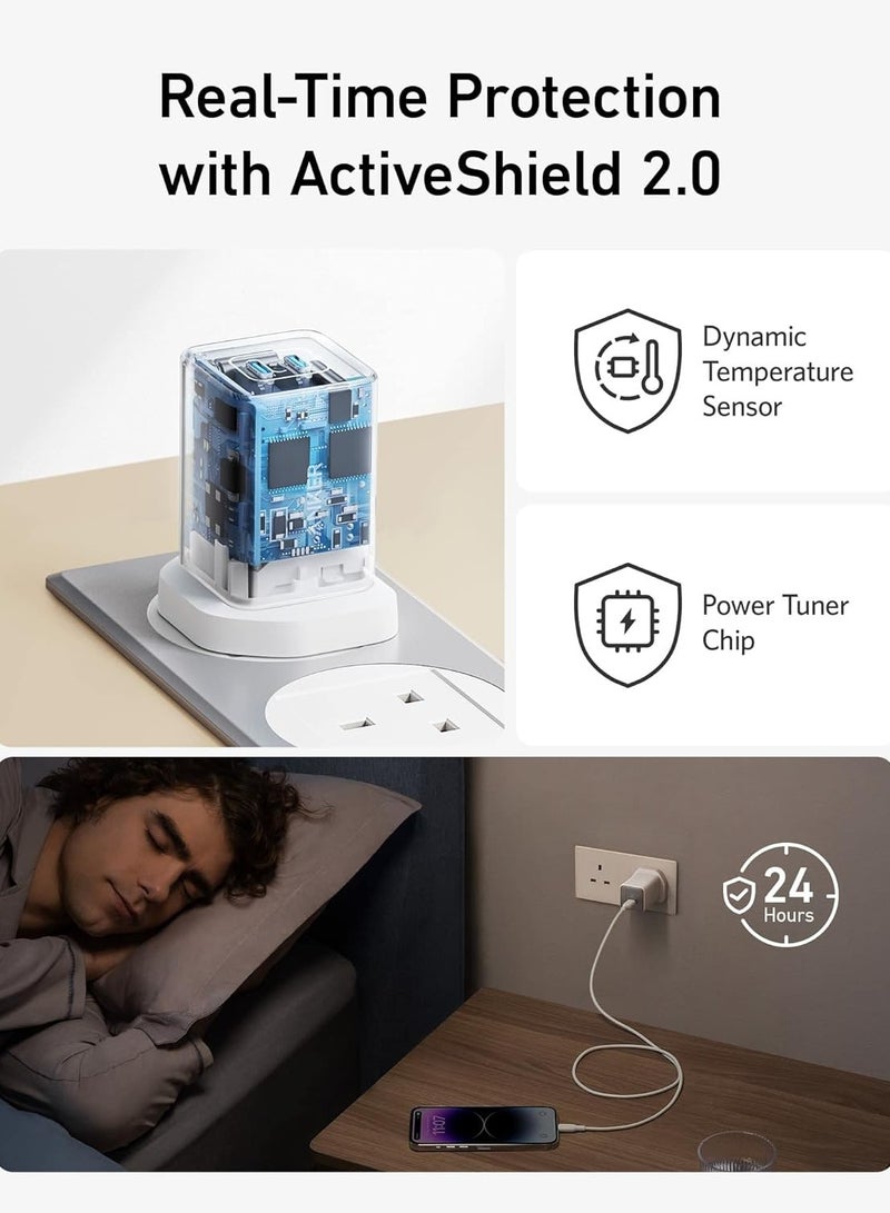 USB C Plug, Anker 47W 2-Port Fast USB C Charger, Nano 3 GaN Compact Charger for iPhone 16/16 Pro/16 Pro Max/16 Plus, Galaxy S23, Pixel 4/3, iPad Mini, and More (Cable Not Included) - White - Image 4