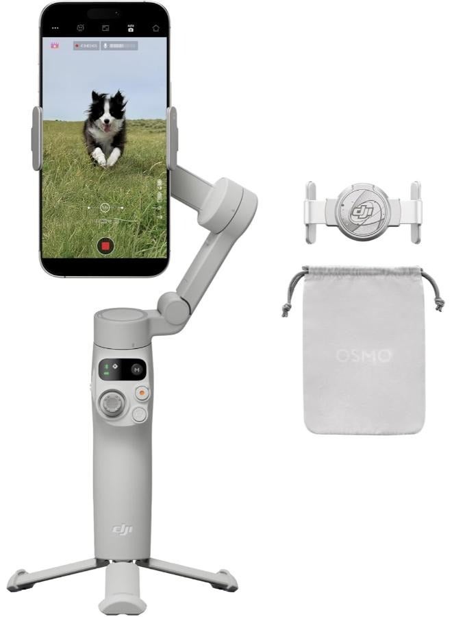 dji DJI Osmo Mobile 7 Gimbal Stabilizer for iPhone, Android, Built-in Tripod, Ultra-Light, Comfortable Grip, 3-Axis Phone Gimbal, ActiveTrack 7.0, ShotGuides, One-Tap Edit, 10hrs Use, Phone Charging Grey - Image 1