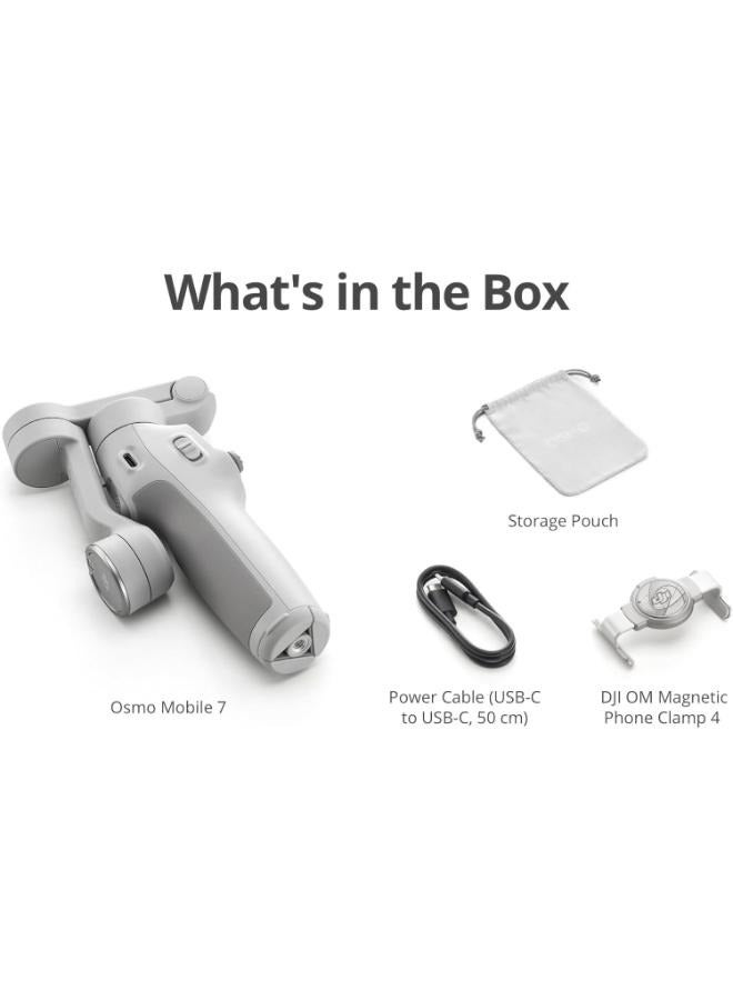 dji DJI Osmo Mobile 7 Gimbal Stabilizer for iPhone, Android, Built-in Tripod, Ultra-Light, Comfortable Grip, 3-Axis Phone Gimbal, ActiveTrack 7.0, ShotGuides, One-Tap Edit, 10hrs Use, Phone Charging Grey - Image 3