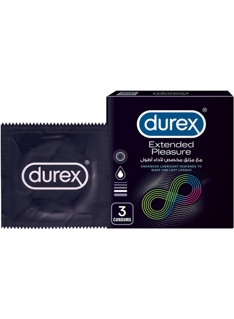 Durex Extended Pleasure Condoms Longer Performance 3 Condoms 