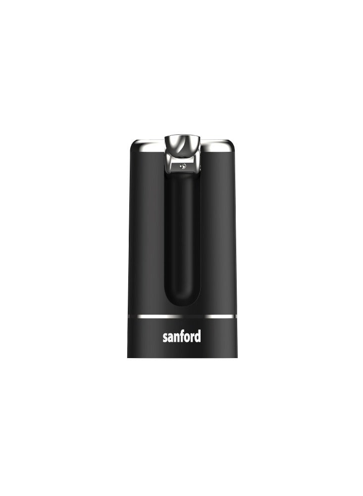 Sanford Rechargeable Water Dispenser Pump With Foldable Food-Grade Silicone Hose, One-Touch Button, Suitable for Various Bottle Sizes, 1200 mAh Battery SF1801BWD Black - Image 1