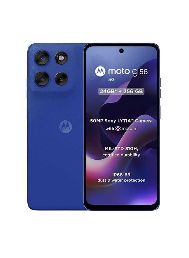 Motorola G56 Dual SIM 5G PANTONE Dazzling Blue 12GB RAM 256GB - Middle East Version  - Image 1