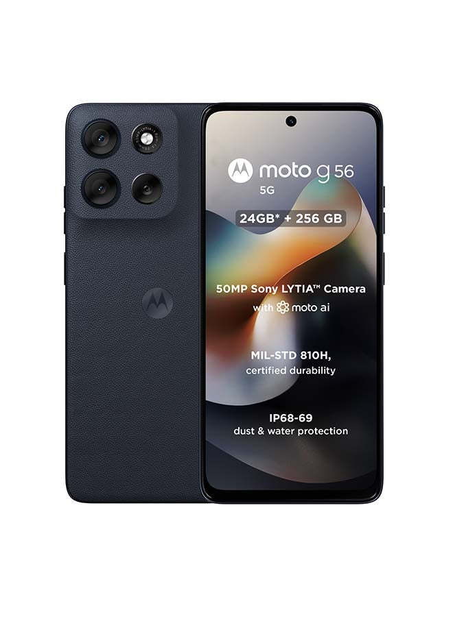 Motorola G56 Dual SIM 5G PANTONE Black Oyster 12GB RAM 256GB - Middle East Version  - Image 1