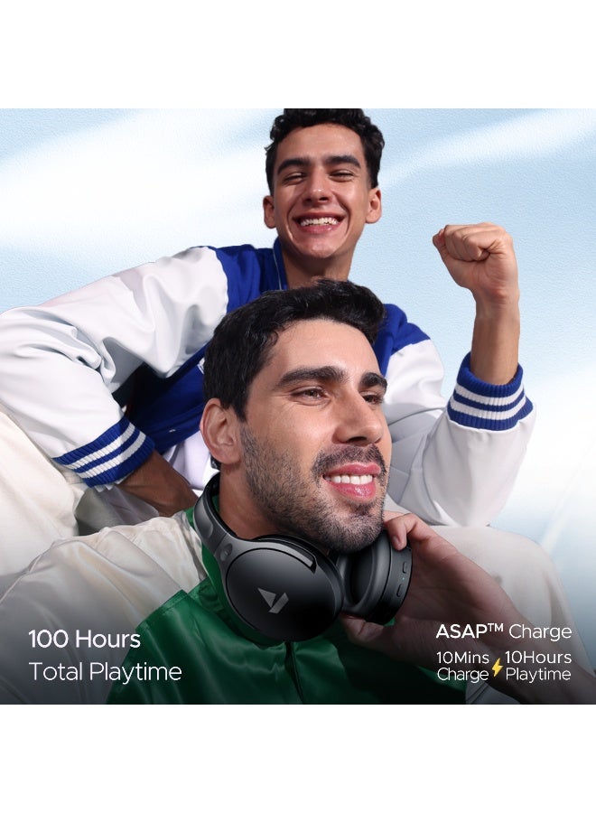 boAt Rockerz 551 ANC Over Ear Headphones w/ Hybrid Active Noise Cancellation, Up to 100H Playtime, ASAP Charge, Ambient Sound Mode & Dual EQ Modes, ENx Technology Stellar Black - Image 5