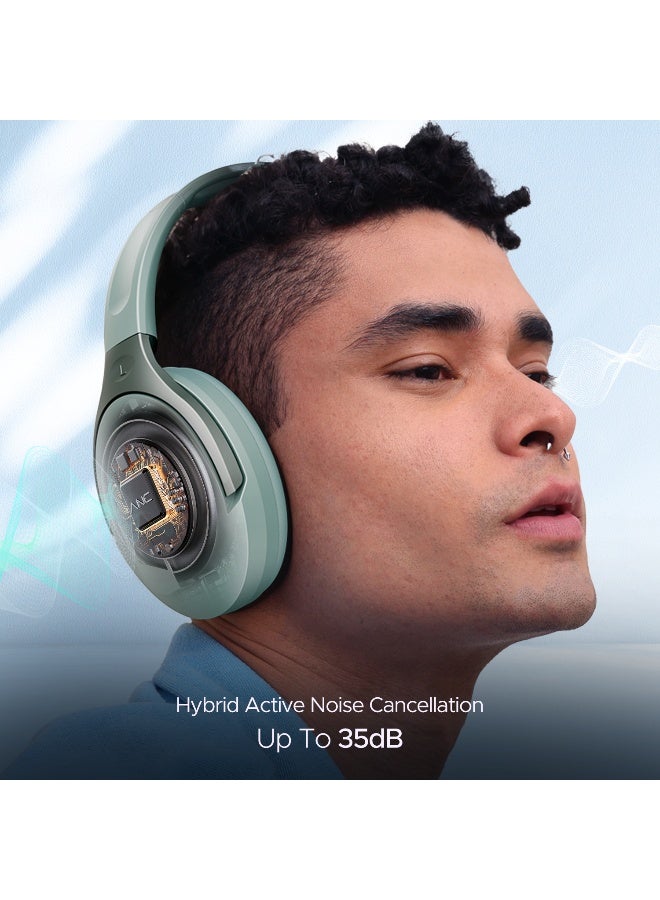 boAt Rockerz 551 ANC Over Ear Headphones w/ Hybrid Active Noise Cancellation, Up to 100H Playtime, ASAP Charge, Ambient Sound Mode & Dual EQ Modes, ENx Technology Sage Green - Image 3