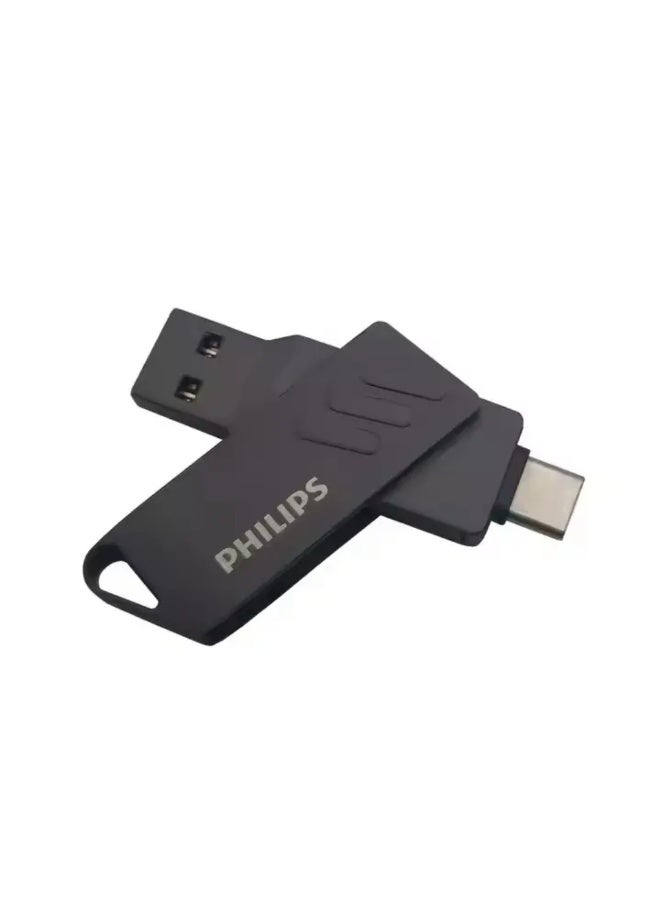 فيليبس Ultra Dual Flash Drive Go USB 3.2 Read Speed 150 MBps Type-C USB FLASH Driver, Black,Pink,Silver Smartphone Tablets and Macs -128G-G46 128 GB  - Image 1