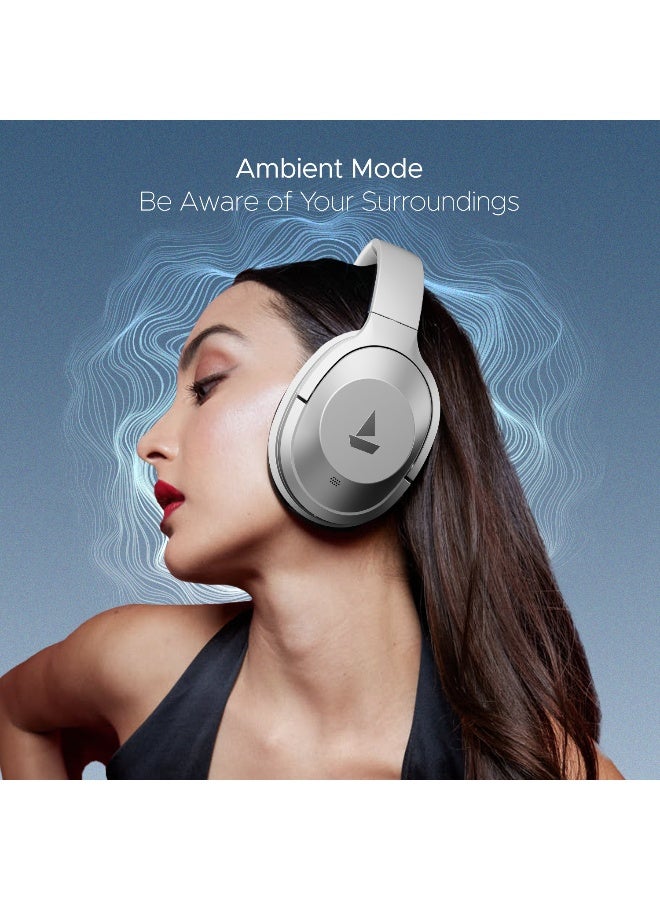 boAt Nirvana 751 ANC w/ Hybrid Active Noise Cancellation(~33dB), 65Hrs Battery, Fast Charge, Ambient Mode, Integrated Controls, Bluetooth Headphones with Mic Sterling Silver - Image 5