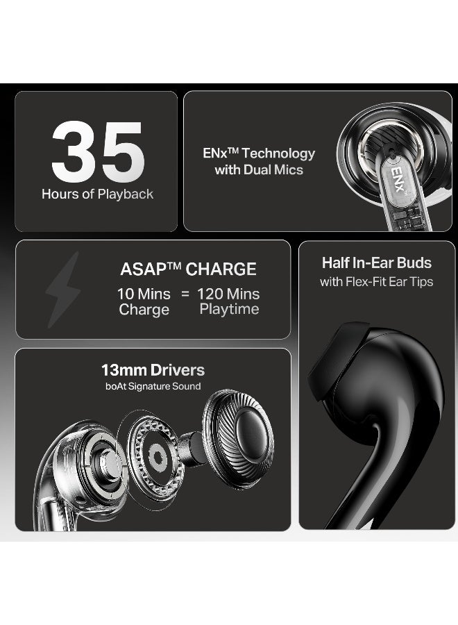 بوات أيردوبيس 101v2 مع تقنية الميكروفون المزدوج ENx، 35 ساعة من وقت التشغيل، وضع الوحش (50 مللي ثانية زمن انتقال منخفض)، تقنية IWP، IPX4، بلوتوث v5.4 - Image 2