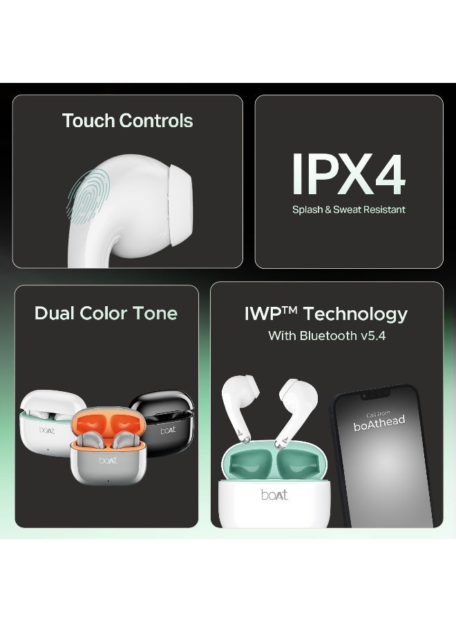 boAt Airdopes 101v2 w/ Dual Mic ENx Tech, 35Hrs Playtime, Beast Mode (50ms Low Latency), IWP Tech, IPX4, Bluetooth v5.4 Smoke White - Image 3