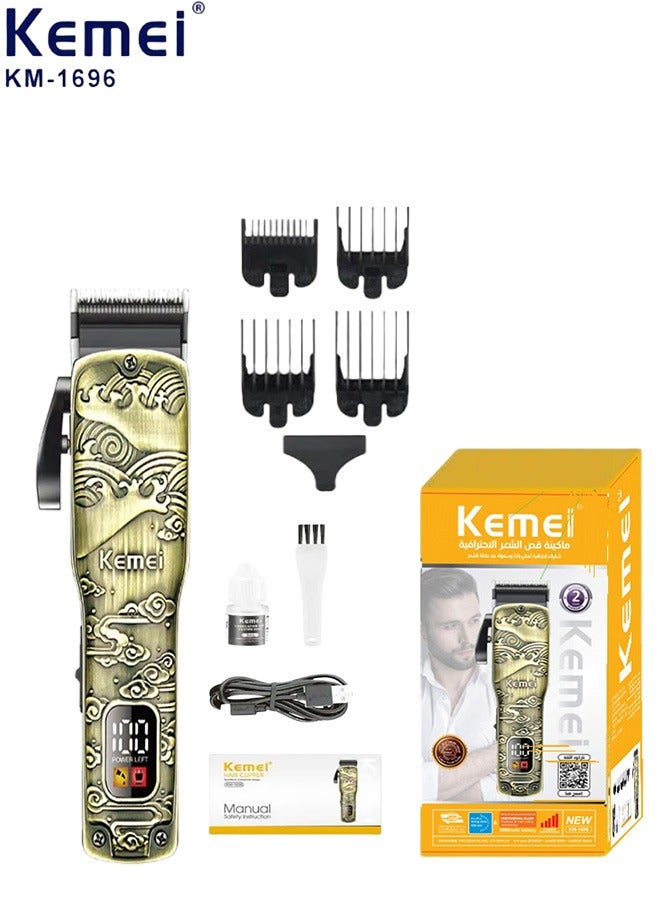 Kemei Hair Clipper with Adjustable Blades Zinc Alloy 2000mAh KM-1696 (Saudi Version)  - Image 1