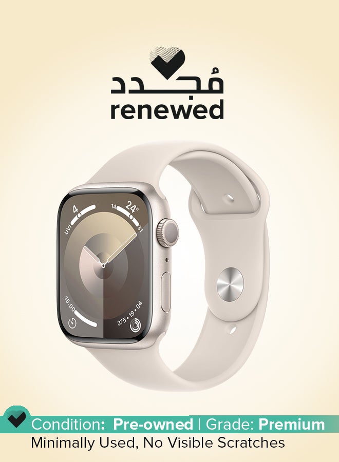 ابل  Renewed - Watch Series 9 GPS 45mm Starlight Aluminium Case Starlight Sport Band - Image 1