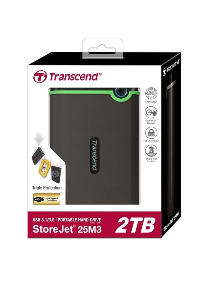 Transcend StoreJet External HDD - USB 3.1 Gen1 | Excellent Anti-Shock Protection | One Touch auto Backup | 2 TB  - Image 2