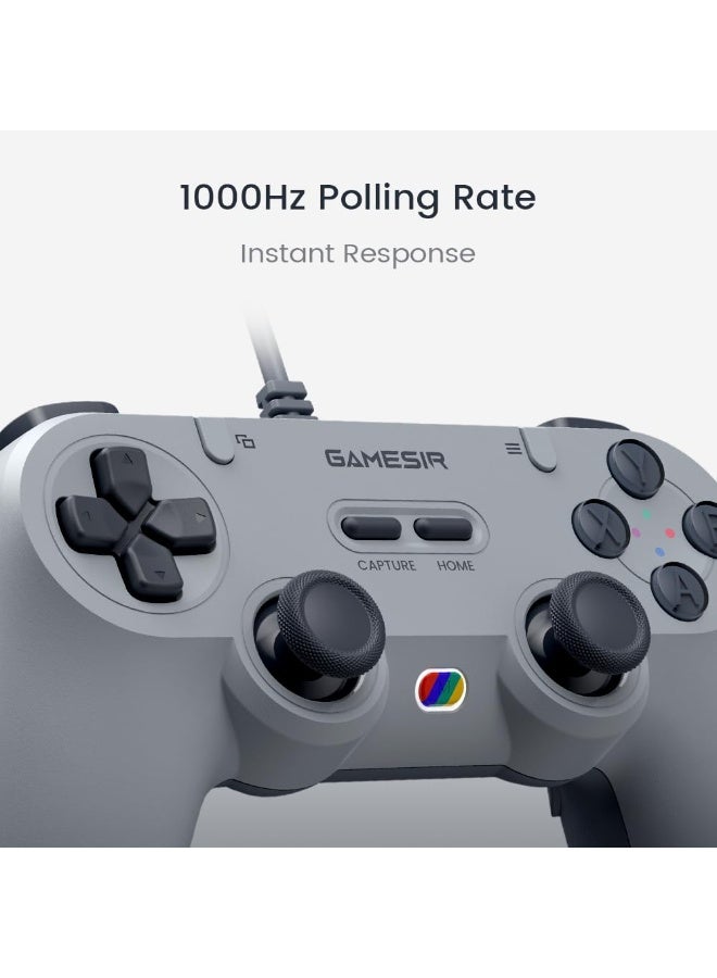 جيم سير وحدة تحكم سلكية Tegenaria Lite لجهاز الكمبيوتر، معدل استقصاء سلكي 1000Hz، عصي تحكم بتأثير هول وزرين قابلين لإعادة البرمجة، اهتزاز مزدوج، توربو، وحدة تحكم ألعاب للكمبيوتر الشخصي لـ Steam/Android/iOS/Switch - Image 3