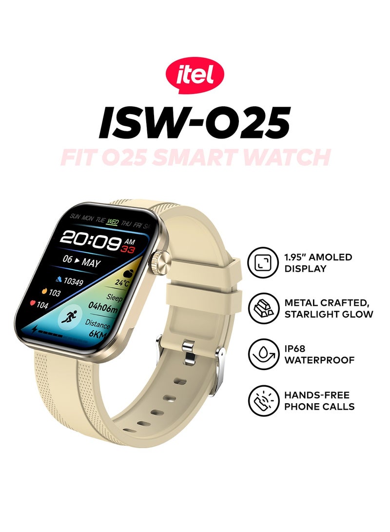 إيتيل 270 mAh O25 Smartwatch - 1.95'' Amoled Screen, IP68 Waterproof ShinyGold  - Image 1