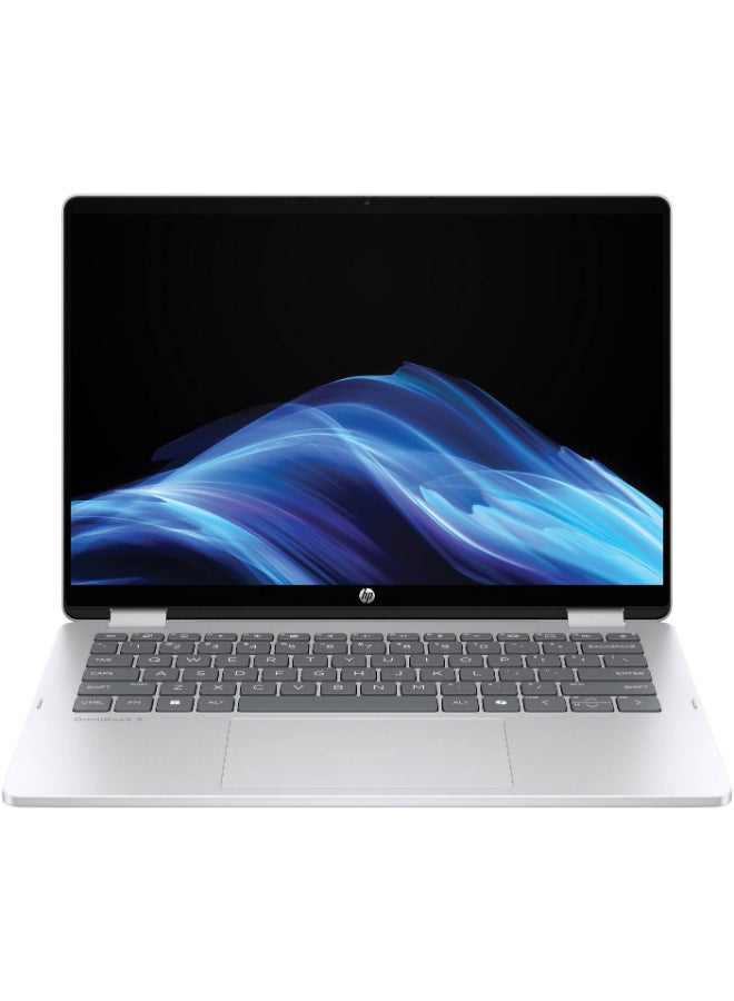 HP (نسخة محدثة) لابتوب أومني بوك 5 القابل للتحويل مع شاشة WUXGA بحجم 14 بوصة، معالج كور 5 120U/ذاكرة وصول عشوائي 8 جيجابايت/قرص صلب SSD بسعة 512 جيجابايت/رسومات إنتل آرك/ويندوز 11 هوم إنجليزي فضي جليدي - Image 1