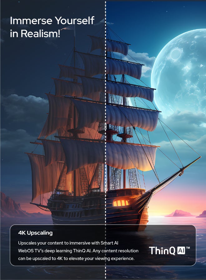 Impex 65 Inch 4K UHD Smart LED TV | WebOS | Dolby Audio | Magic Remote | ThinQ AI | Apple AirPlay & Home | Netflix, YouTube, Prime Video | A+ Grade Panel | Super Slim | 2x USB, 3x HDMI FIESTA 65 black - Image 4