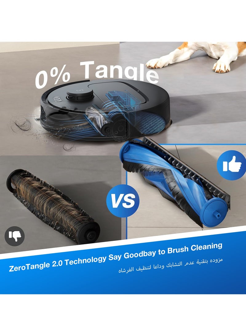 إيكوفاكس Deebot N20e Plus Robotic Cleaner, 10000Pa Robot Vacuum Cleaner with Bagless Station, Anti-Hair Tangle, 350 Minutes Runtime, 20 mm Door Threshold Climbing, TrueMapping Intelligent Path Planning 350 ml 45 W YDLX11-3 black  - Image 3
