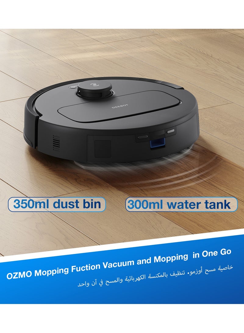 إيكوفاكس Deebot N20e Plus Robotic Cleaner, 10000Pa Robot Vacuum Cleaner with Bagless Station, Anti-Hair Tangle, 350 Minutes Runtime, 20 mm Door Threshold Climbing, TrueMapping Intelligent Path Planning 350 ml 45 W YDLX11-3 black  - Image 5