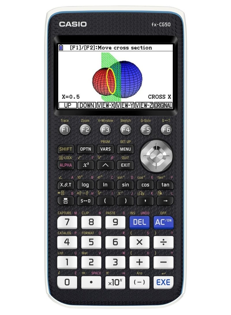 CASIO FX-CG50 Scientific Graphic Calculator, Black/White/Blue