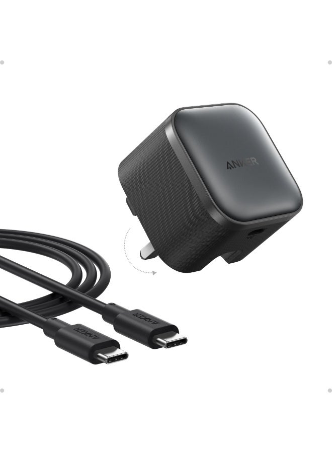 Anker Nano 45W Type C Fast Charging Charger, Compact and Foldable Plug, USB-C Charger Block for Samsung Galaxy S25 Ultra/S24 Series, iPhone 16 Series, MacBook, Pixel 9, iPad (6 ft Cable Included) - Black  - Image 1