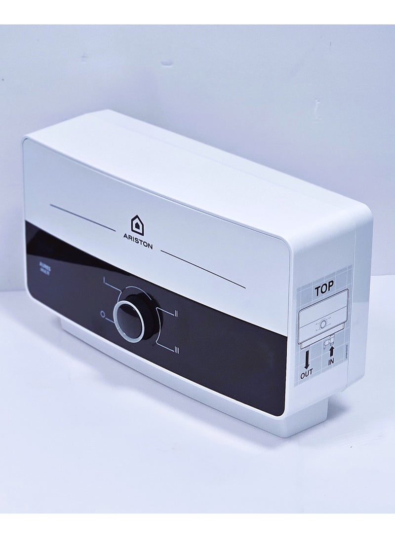 ARISTON AURES MULTI POINT INSTANTANEOUS ELECTRIC WATER HEATER 7.7KW, 220-240V WHITE AND BLACK - Image 1