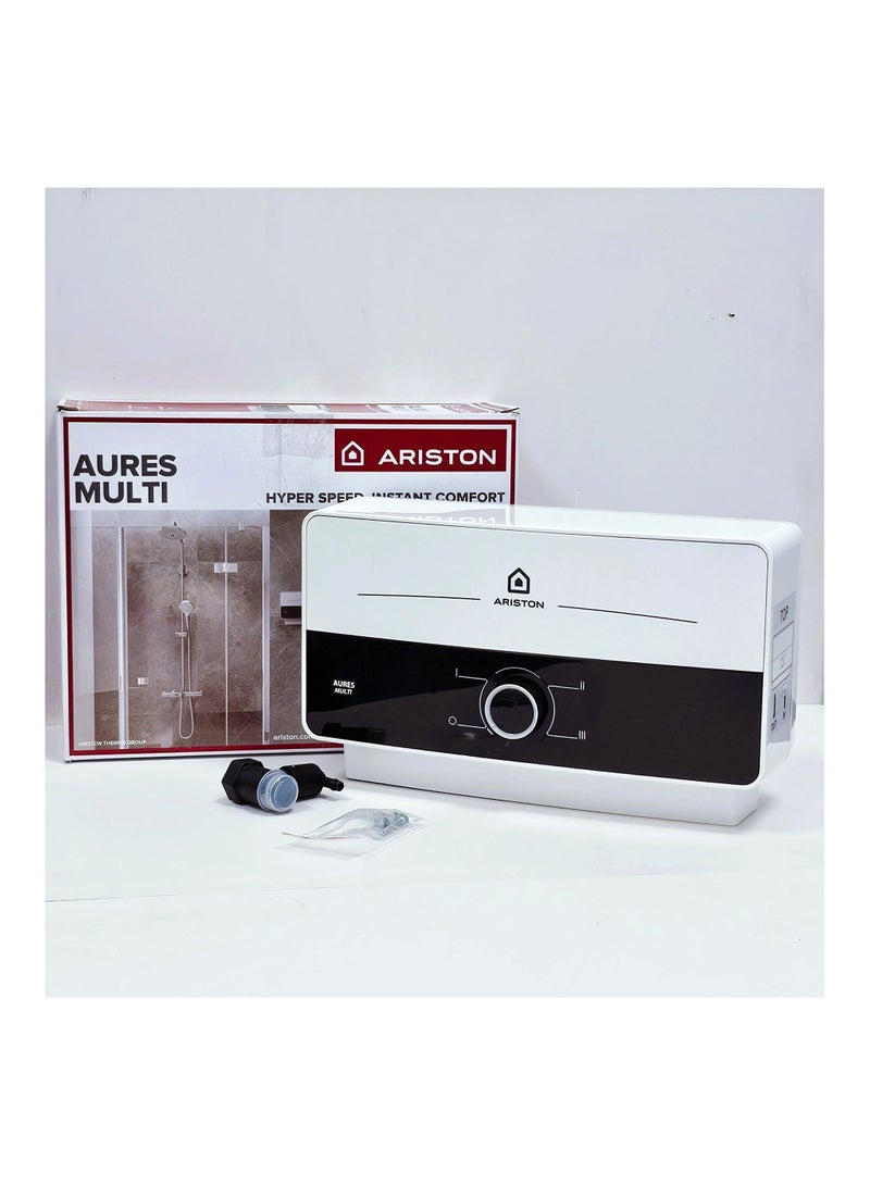 ARISTON AURES MULTI POINT INSTANTANEOUS ELECTRIC WATER HEATER 7.7KW, 220-240V WHITE AND BLACK - Image 5