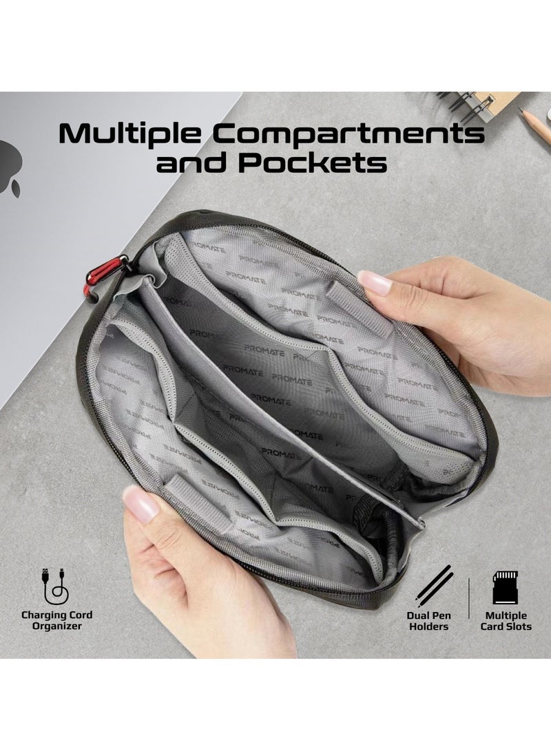 بروميت Promate Lightweight Tech Organizer Pouch with Multiple Compartments and Pockets, Water-Resistant CORDURA 1200D Fabric, Reinforced Stitching, Stylish Design, Durable Zipper, Perfect for Travel and Everyday Use – Vali Blue Blue  - Image 3