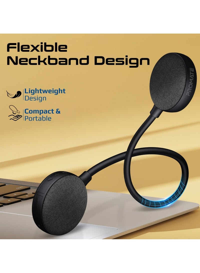 Promate Lightweight Neckband Speaker with Skin-Friendly Silicone and USB-C Charging, IPX4 Water Resistance, 600mAh Battery Capacity, Hands-Free Button Control, High-Quality Calling, and Universal Compatibility – Hook-2 Hook-2 - Image 4