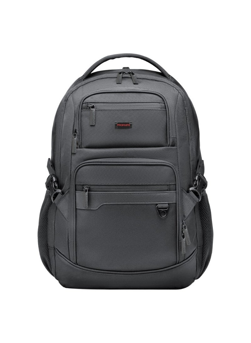 بروميت Promate SecureStorage™  Bag, a Lightweight 15.6-inch Laptop Backpack with Secure Zippers, Adjustable Straps, Water Resistance and Durable Finish for MacBook Air, iPad, Dell XPS 13, ElitePack-Lite Black  - Image 1