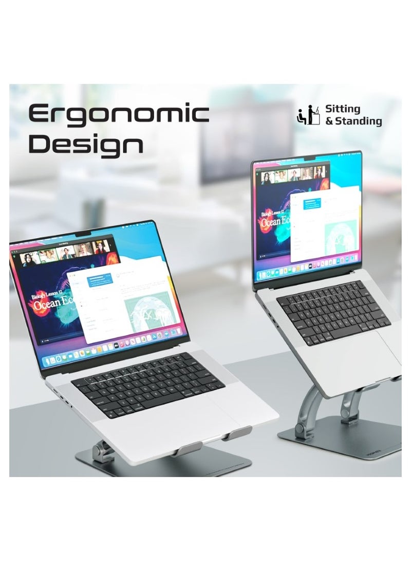 PROMATE Laptop Stand,Ergonomic Aluminum Alloy Sit to Stand Laptop Riser with Anti-Slip Pads, 2.36 to 10.6 inch Adjustable Height, Heat Dissipation and Portability for MacBook Pro, Dell XPS 13, Asus, DeskMate - Image 2