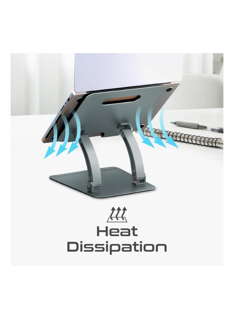 PROMATE Laptop Stand,Ergonomic Aluminum Alloy Sit to Stand Laptop Riser with Anti-Slip Pads, 2.36 to 10.6 inch Adjustable Height, Heat Dissipation and Portability for MacBook Pro, Dell XPS 13, Asus, DeskMate - Image 3