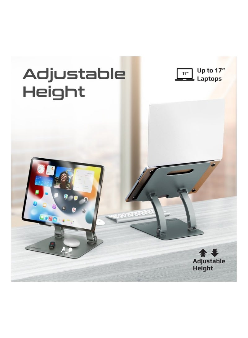 PROMATE Laptop Stand,Ergonomic Aluminum Alloy Sit to Stand Laptop Riser with Anti-Slip Pads, 2.36 to 10.6 inch Adjustable Height, Heat Dissipation and Portability for MacBook Pro, Dell XPS 13, Asus, DeskMate - Image 4