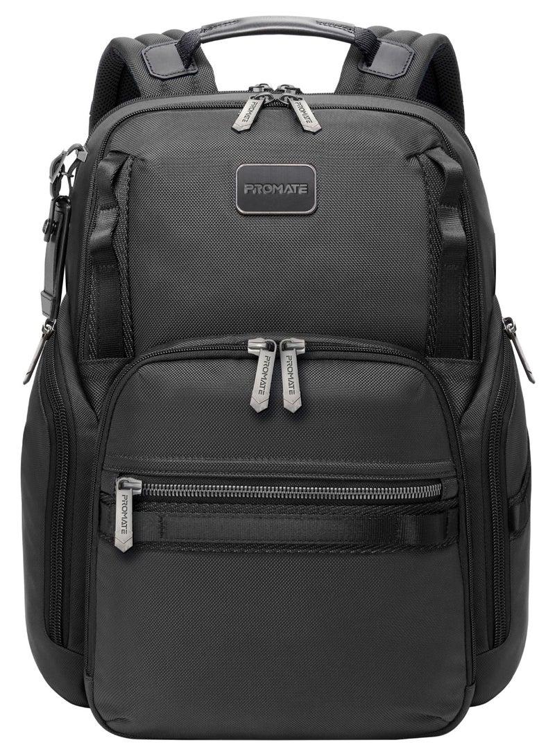 PROMATE Promate 15.6-Inch Laptop Bag with Water-Resistant Design, SecureStorage Technology, Quick Access Pockets, Tag Tracker Pocket, Multiple Compartments, and Ergonomic Lightweight Build, Oracle-BP Black Black  - Image 1