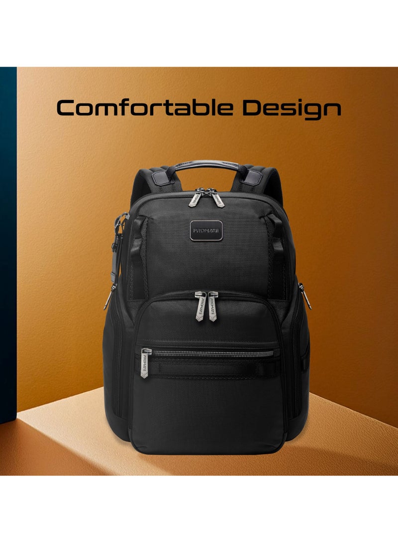 PROMATE Promate 15.6-Inch Laptop Bag with Water-Resistant Design, SecureStorage Technology, Quick Access Pockets, Tag Tracker Pocket, Multiple Compartments, and Ergonomic Lightweight Build, Oracle-BP Black Black  - Image 2