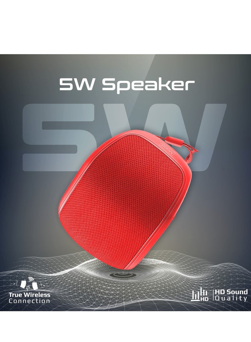 PROMATE Promate Bluetooth Speaker, Premium 5W True Wireless IPX4 Water Resistant Portable Speaker with HD Sound, Long 24H Playtime, USB Flash Port, AUX Port and TF Card Slot for iPhone 16, Galaxy S25, Mood MOOD.RED Red - Image 2