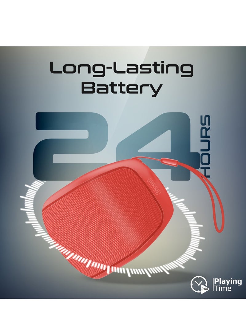 PROMATE Promate Bluetooth Speaker, Premium 5W True Wireless IPX4 Water Resistant Portable Speaker with HD Sound, Long 24H Playtime, USB Flash Port, AUX Port and TF Card Slot for iPhone 16, Galaxy S25, Mood MOOD.RED Red - Image 5