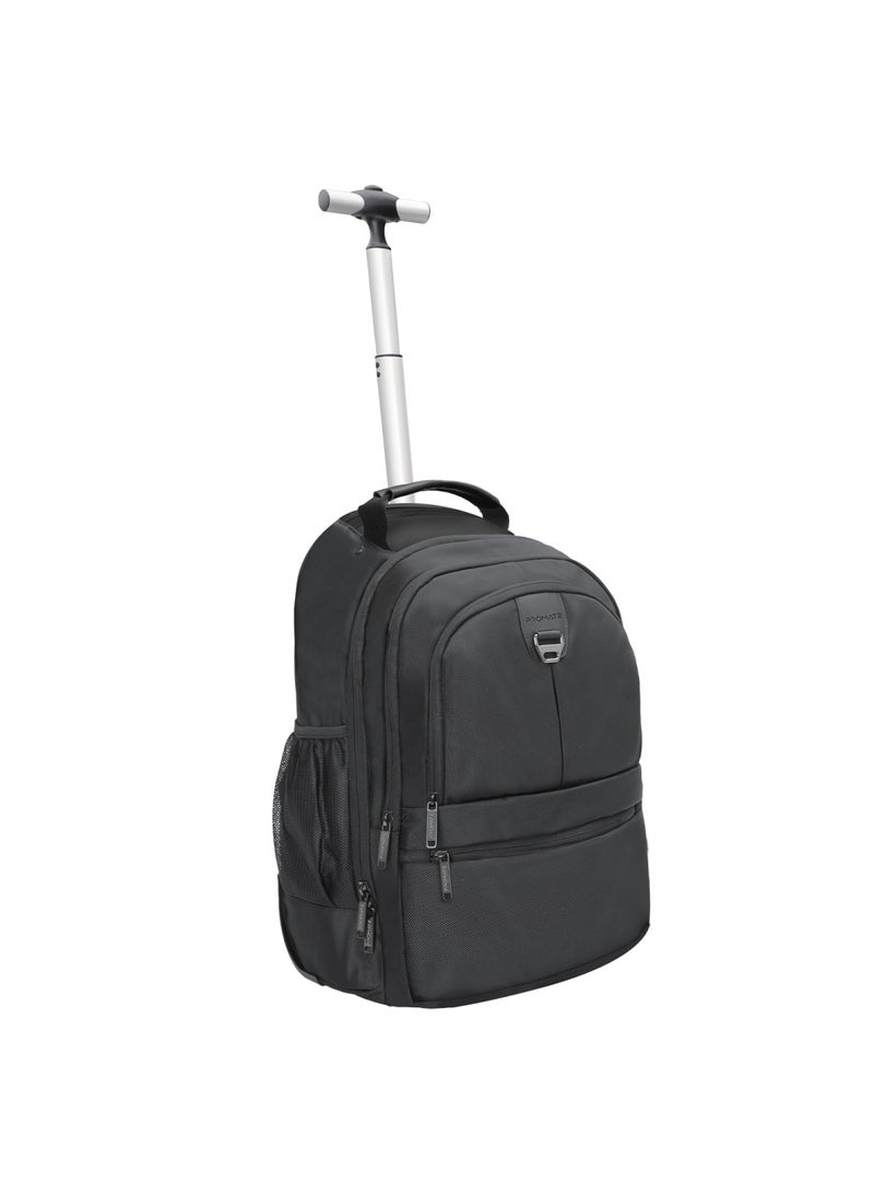 PROMATE Trolley Bag, 2-in-1 Lightweight 15.6-inch Laptop Trolley Backpack with Telescoping Handle, Adjustable Straps, Water Resistance and In-Line Wheels for MacBook Air, iPad, Dell XPS 13, Compact-TR Black - Image 1
