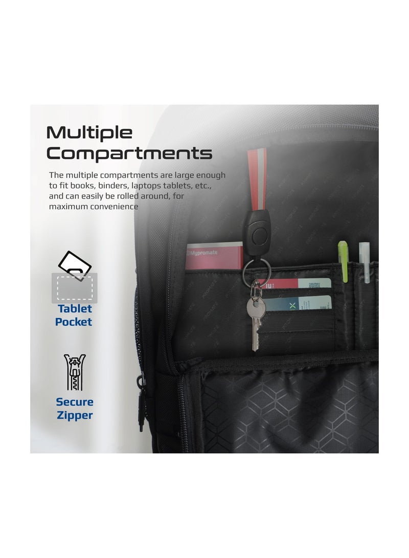 PROMATE Trolley Bag, 2-in-1 Lightweight 15.6-inch Laptop Trolley Backpack with Telescoping Handle, Adjustable Straps, Water Resistance and In-Line Wheels for MacBook Air, iPad, Dell XPS 13, Compact-TR Black - Image 4