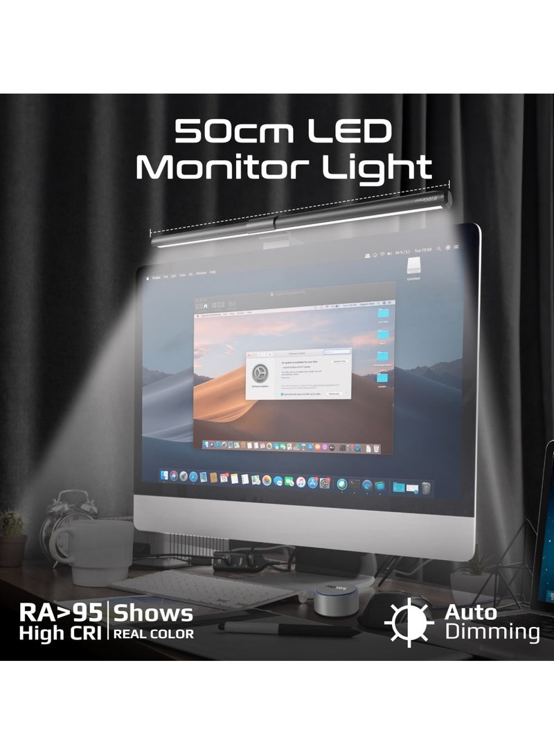 Promate Monitor Light, 50cm 21” to 49” Screen LED Bar with Wireless Remote Control, 45° Angle Asymmetrical Light Design, Anti-Glare and Adjustable Light Modes for Monitors, Computers, Work/Office, Horizon-50 Black Black - Image 2