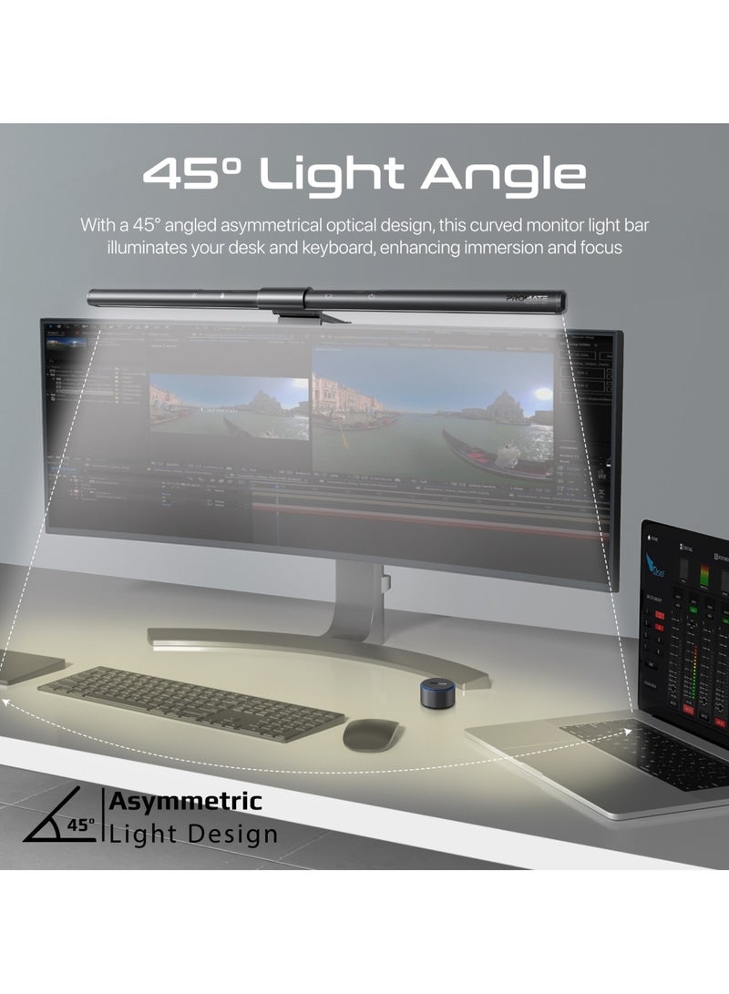 Promate Monitor Light, 50cm 21” to 49” Screen LED Bar with Wireless Remote Control, 45° Angle Asymmetrical Light Design, Anti-Glare and Adjustable Light Modes for Monitors, Computers, Work/Office, Horizon-50 Black Black - Image 4