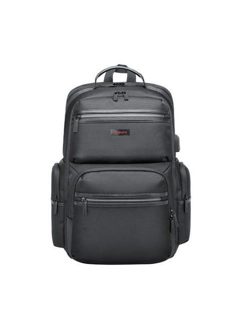 Promate Lightweight 15.6-inch Laptop Backpack with USB Charging Port, Secure Zippers, Adjustable Straps, Water Resistance, and Durable Finish for MacBook Air, iPad, Dell XPS 13, ElitePack-Pro Black