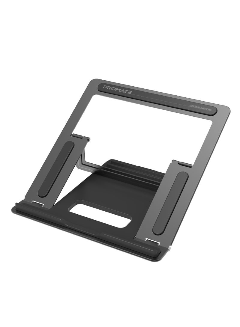 PROMATE Promate Laptop Stand, Aluminum Ventilated Multi-Level Notebook Stand up to 17 Inches, DeskMate-5.Grey - Image 1