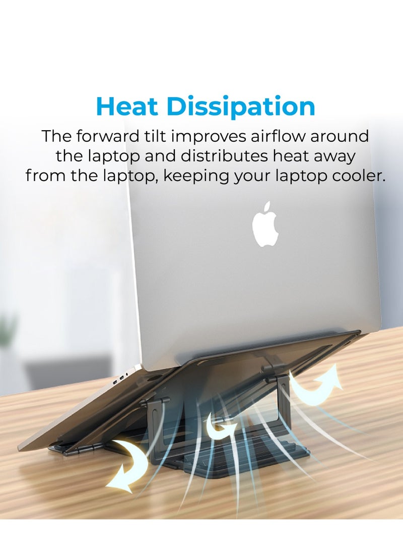 PROMATE Promate Laptop Stand, Aluminum Ventilated Multi-Level Notebook Stand up to 17 Inches, DeskMate-5.Grey - Image 3
