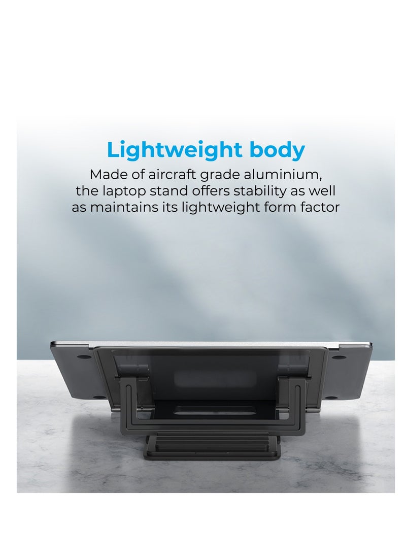 PROMATE Promate Laptop Stand, Aluminum Ventilated Multi-Level Notebook Stand up to 17 Inches, DeskMate-5.Grey - Image 4