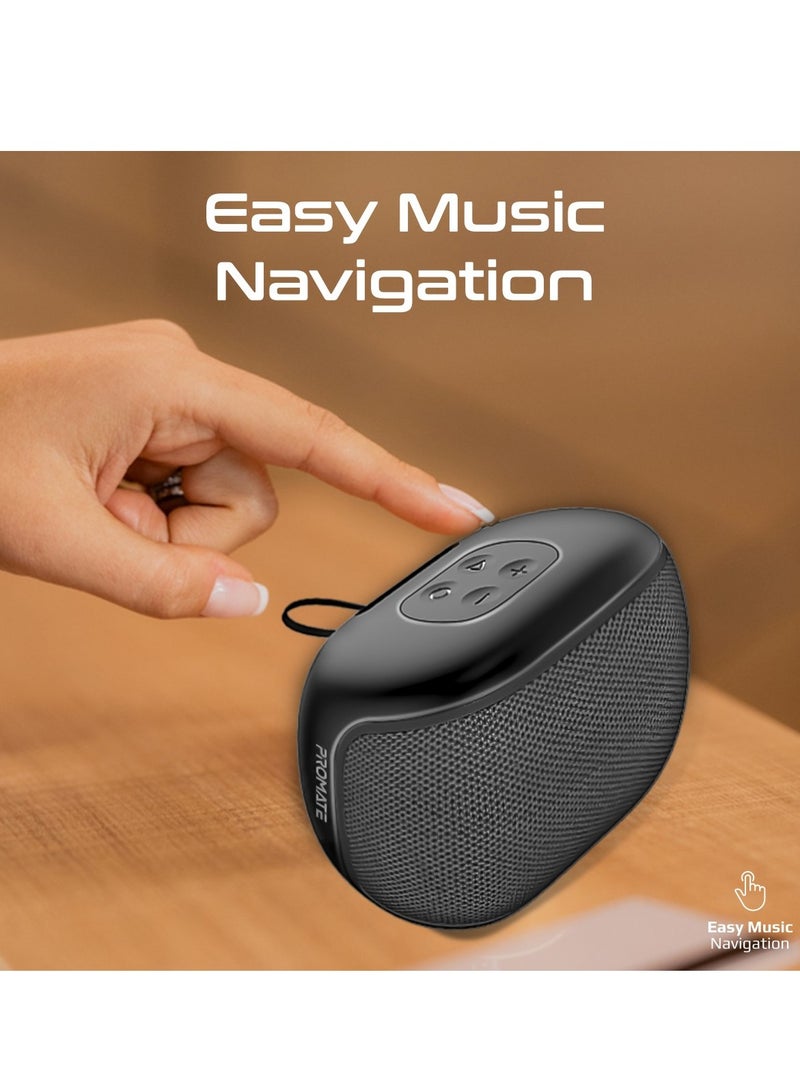 PROMATE Promate Bluetooth Speaker, 5W True Wireless IPX4 Water Resistant Portable Speaker with HD Sound, Long 24H Playtime, USB Flash Port, AUX Port and TF Card Slot for iPhone 15, iPad, iPod,Galaxy S23, Mood MOOD.BLACK Black - Image 3