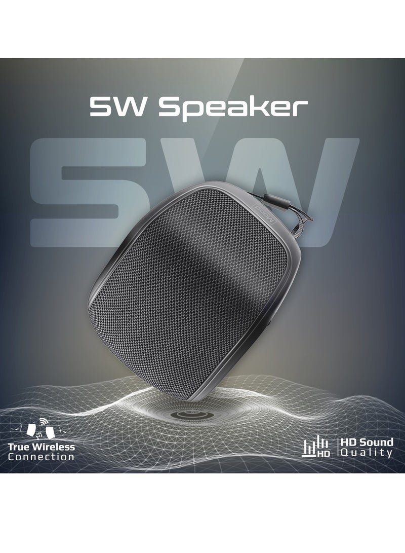 PROMATE Promate Bluetooth Speaker, 5W True Wireless IPX4 Water Resistant Portable Speaker with HD Sound, Long 24H Playtime, USB Flash Port, AUX Port and TF Card Slot for iPhone 15, iPad, iPod,Galaxy S23, Mood MOOD.BLACK Black - Image 2