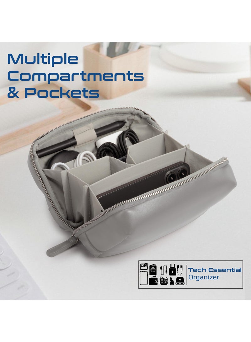 PROMATE Promate Mini Tech Organizer Pouch with Multiple Compartments, Durable Waterproof PU Material, Lightweight Compact Design, Modern Stylish Aesthetic for Efficient Storage of Accessories and Essentials – Velvena Grey grey  - Image 3