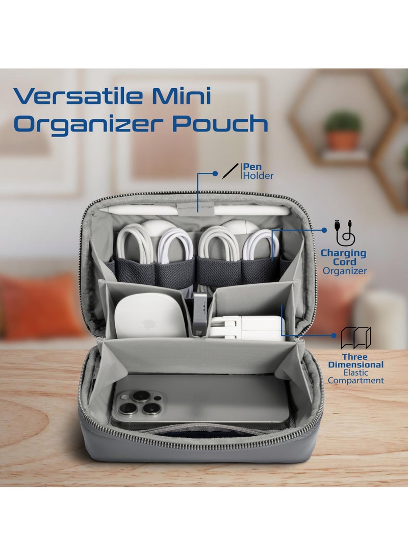PROMATE Promate Mini Tech Organizer Pouch with Multiple Compartments, Durable Waterproof PU Material, Lightweight Compact Design, Modern Stylish Aesthetic for Efficient Storage of Accessories and Essentials – Velvena Grey grey  - Image 2