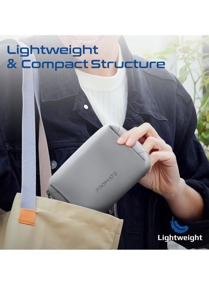 PROMATE Promate Mini Tech Organizer Pouch with Multiple Compartments, Durable Waterproof PU Material, Lightweight Compact Design, Modern Stylish Aesthetic for Efficient Storage of Accessories and Essentials – Velvena Grey grey  - Image 4