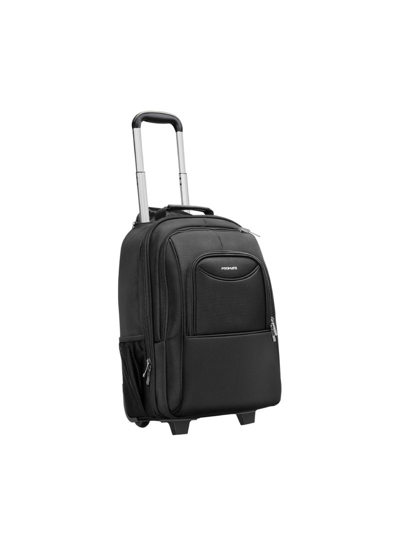 PROMATE Trolley Bag, Premium 2-in-1 Trolley Bag and Backpack with Secure Zippers, Side Pockets, Adjustable Straps, Water Resistance and In-Line Wheels for 16” Laptops, Black - Image 1